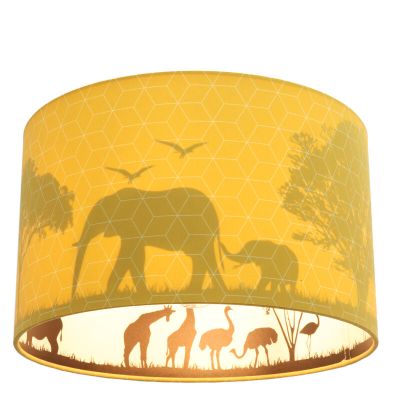 Tkanina lampa sufitowa dla dzieci żółta, Safari
