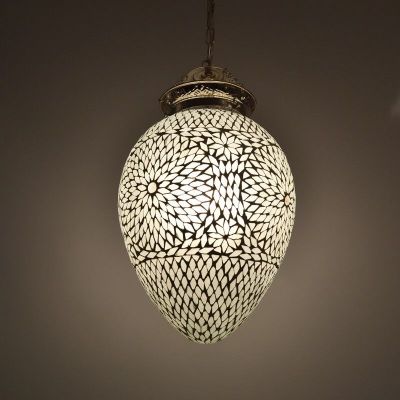 Mozaikowa orientalna lampa wisząca biała, Isa