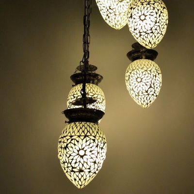 Mozaikowa orientalna lampa wisząca przezroczysta, Amir