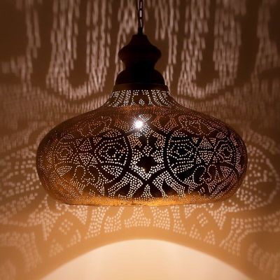 Filigranowa orientalna lampa wisząca złota, Zina