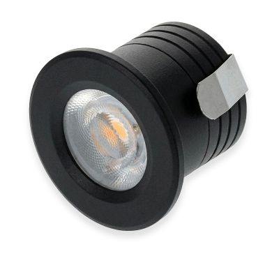 Czarna mini oprawa podtynkowa aluminiowa, Philomena, 2W, 3000K LED, IP44