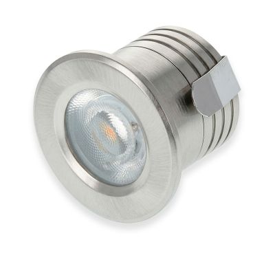 Srebrna mini oprawa podtynkowa aluminiowa, Philomena, 2W, 2700K LED, IP44