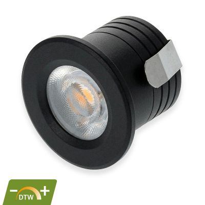 Czarna mini oprawa podtynkowa aluminiowa, Philomena, 2W, dim to warm LED, IP44