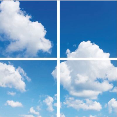 Fotodruk chmurka - zestaw 4 płyt akrylowych z nadrukiem, do paneli LED o wymiarach 60x60 cm