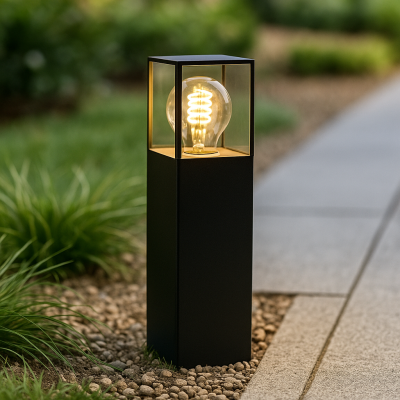 Nowoczesna lampa zewnętrzna czarna, Sanel, IP44