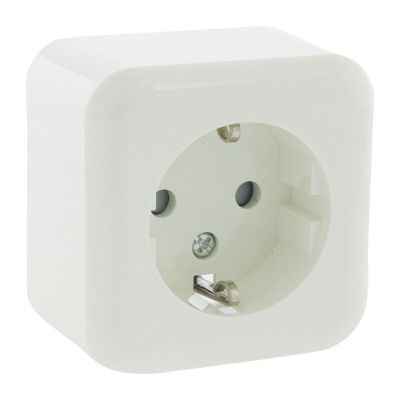 Gniazdo Exin Exo, natynkowe, pojedyncze, przewód ochronny, biel polarna