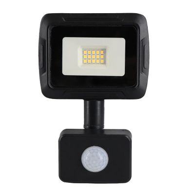 Czarny naświetlacz z czujnikiem aluminiowy, Miro, 10W, 3000K LED, IP65