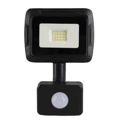 Czarny naświetlacz z czujnikiem aluminiowy, Miro, 10W, 6000K LED, IP65