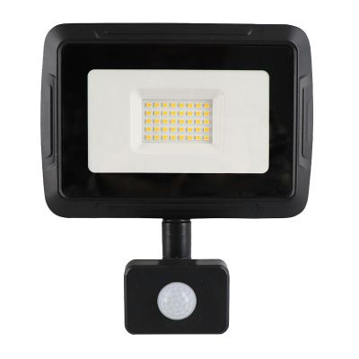 Czarny naświetlacz z czujnikiem aluminiowy, Miro, 30W, 3000K LED, IP65