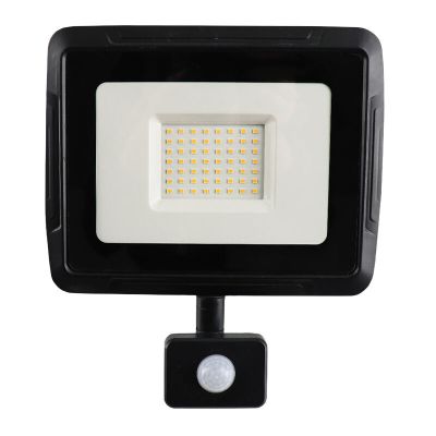 Czarny naświetlacz z czujnikiem aluminiowy, Miro, 50W, 3000K LED, IP65