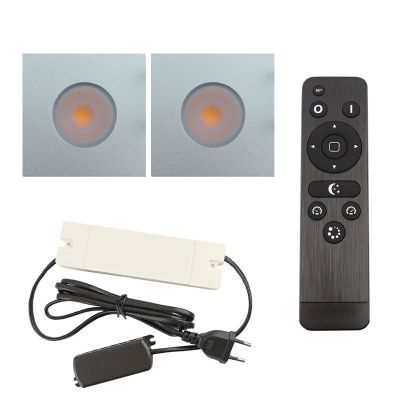 2 kwadratowe oprawy sufitowe wpuszczane chromowane na werandy Dico, IP65, z zestawem przyłączeniowym i pilotem