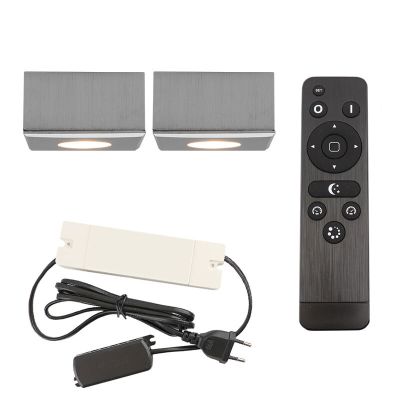 2 kwadratowe oprawy natynkowe chromowane Fredo, IP44, z zestawem przyłączeniowym i pilotem