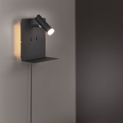 Czarny kinkiet design, Ricciolo, 3W, 3000K LED, z przełącznik