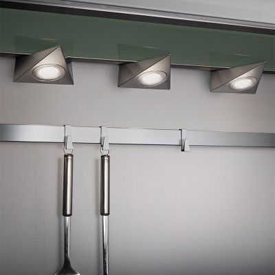 Niklowy oświetlenie szafek kuchennych metalowy, Zerdali, 3W, 3000K LED, z przełącznik