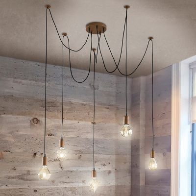 Miedziana lampa wisząca retro, August