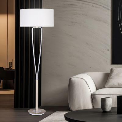 Niklowa lampa stojąca nowoczesna, Lola, z przełącznik