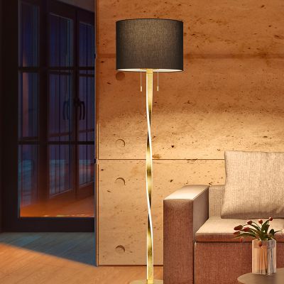Złota lampa stojąca nowoczesna, Ramten, 7W, 3000K LED, z przełącznik pociągowy