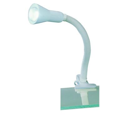 Biała lampa zaciskowa plastikowa, Helin, z przełącznik