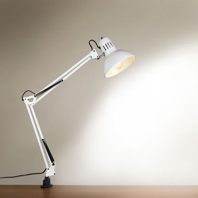 Biała lampa biurkowa metalowa, Kinshasa, z przełącznik