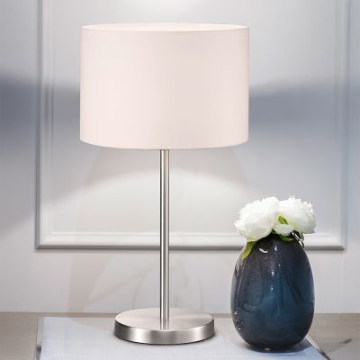 Niklowa lampa stołowa metalowa, Ledbury, z przełącznik
