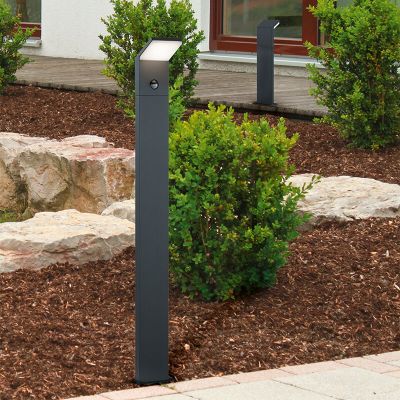 Antracytowa lampa podłogowa zewnętrzna z czujnikiem ruchu nowoczesna, Solana, 9W, 3000K LED, IP54