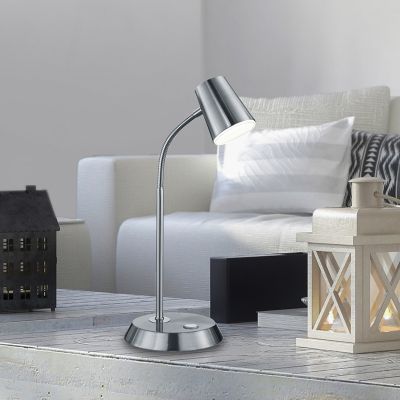 Niklowa lampa stołowa szklana, Laysha, 4,7W, 3000K LED, z przełącznik