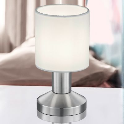 Niklowa lampa stołowa metalowa, Nordby, z przełącznik