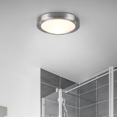 Niklowa lampa łazienkowa sufitowa szklana, Hadleigh, IP44