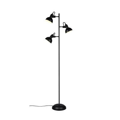 Czarna lampa stojąca industrialna, Kibek, z przełącznik