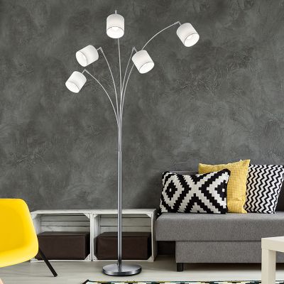 Niklowa lampa stojąca nowoczesna, Koge, z przełącznik