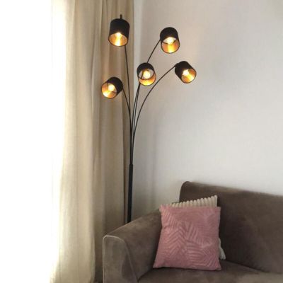 Czarna lampa stojąca nowoczesna, Koge, z przełącznik