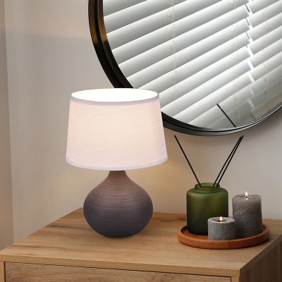 Ceramiczna lampa stołowa brązowa, Yesha, z przełącznik