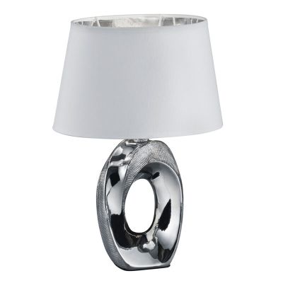 Ceramiczna lampa stołowa srebrna, Moldrup, z przełącznik