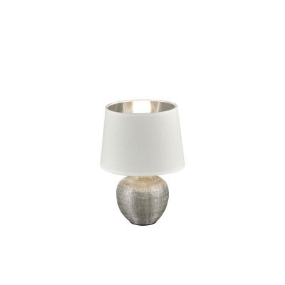 Ceramiczna lampa stołowa srebrna, Yet, z przełącznik