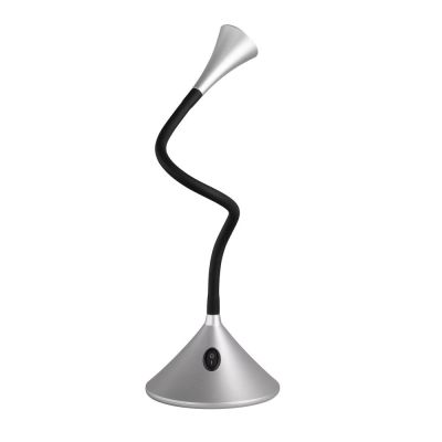 Srebrna lampa biurkowa nowoczesna, Yelaisa, 3W, 3000K LED, z przełącznik