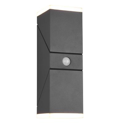Antracytowy kinkiet zewnętrzny z czujnikiem ruchu nowoczesny, Liron, 7W, 3000K LED, IP54