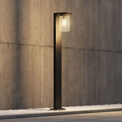 Czarna lampa podłogowa zewnętrzna z czujnikiem zmierzchu nowoczesna, Yves, IP44