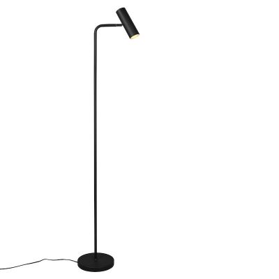 Czarna lampa stojąca nowoczesna, Kaso, z przełącznik