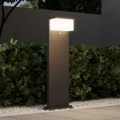 Antracytowa lampa podłogowa zewnętrzna z czujnikiem ruchu nowoczesna, Slimane, 13W, 3000K LED, IP54