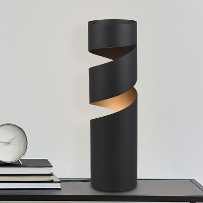 Czarna lampa stołowa design, Marouan, z przełącznik