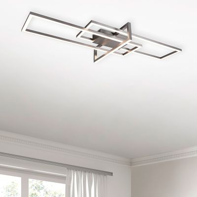 Niklowy plafon sufitowy nowoczesny, Hatun, 34W, 3000K LED