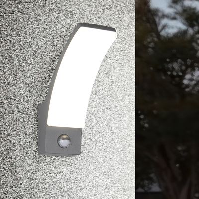 Antracytowy kinkiet zewnętrzny z czujnikiem ruchu nowoczesny, Popke, 12,5W, 4000K LED, IP44