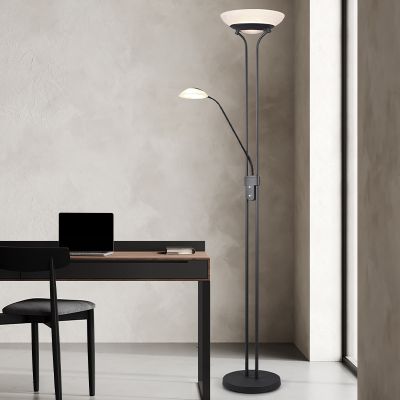 Czarna lampa do czytania stojąca nowoczesna, Fredrika, 27W, 3000K LED, z dotykowy ściemniacz