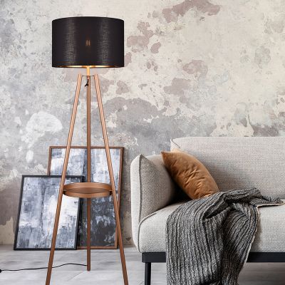 Brązowa lampa stojąca trójnożna nowoczesna, Wendel, z przełącznik