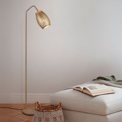 Brązowa lampa stojąca nowoczesna, Delana, z przełącznik
