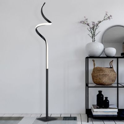 Czarna lampa stojąca nowoczesna, Aby, 11W, 3000K LED, z dotykowy ściemniacz