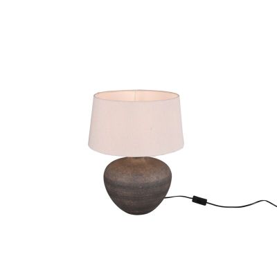 Ceramiczna lampa stołowa brązowa, Ulo, z przełącznik
