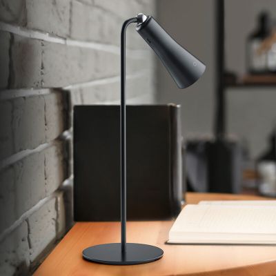 Czarna lampa stołowa metalowa, Remko, 2W, 3000K LED, z dotykowy ściemniacz