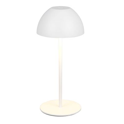 Biała lampa stołowa akumulatorowa plastikowa, Mikhail, 2W, 3000K LED, IP44, z dotykowy ściemniacz