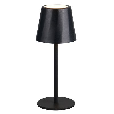 Czarna lampa stołowa akumulatorowa metalowa, Priya, 1,6W, regulowana ciepła do zimnej bieli LED, ściemniana w 3 krokach